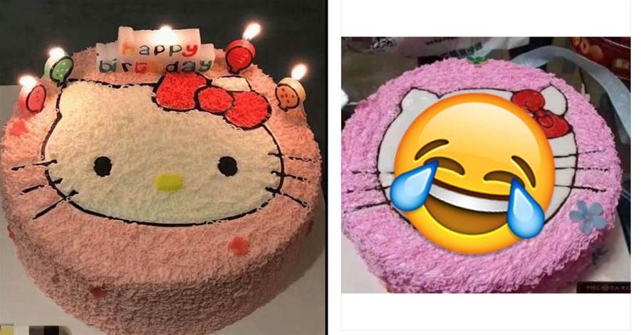訂「Hello Kitty蛋糕」卻有意外收穫！網笑：這蛋糕像極了卸妝後的我！