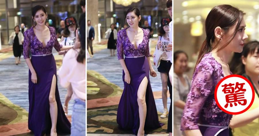 秋瓷炫難得「火辣」一次！一襲深紫色V領連衣裙，網贊：高調起來真的好美❤
